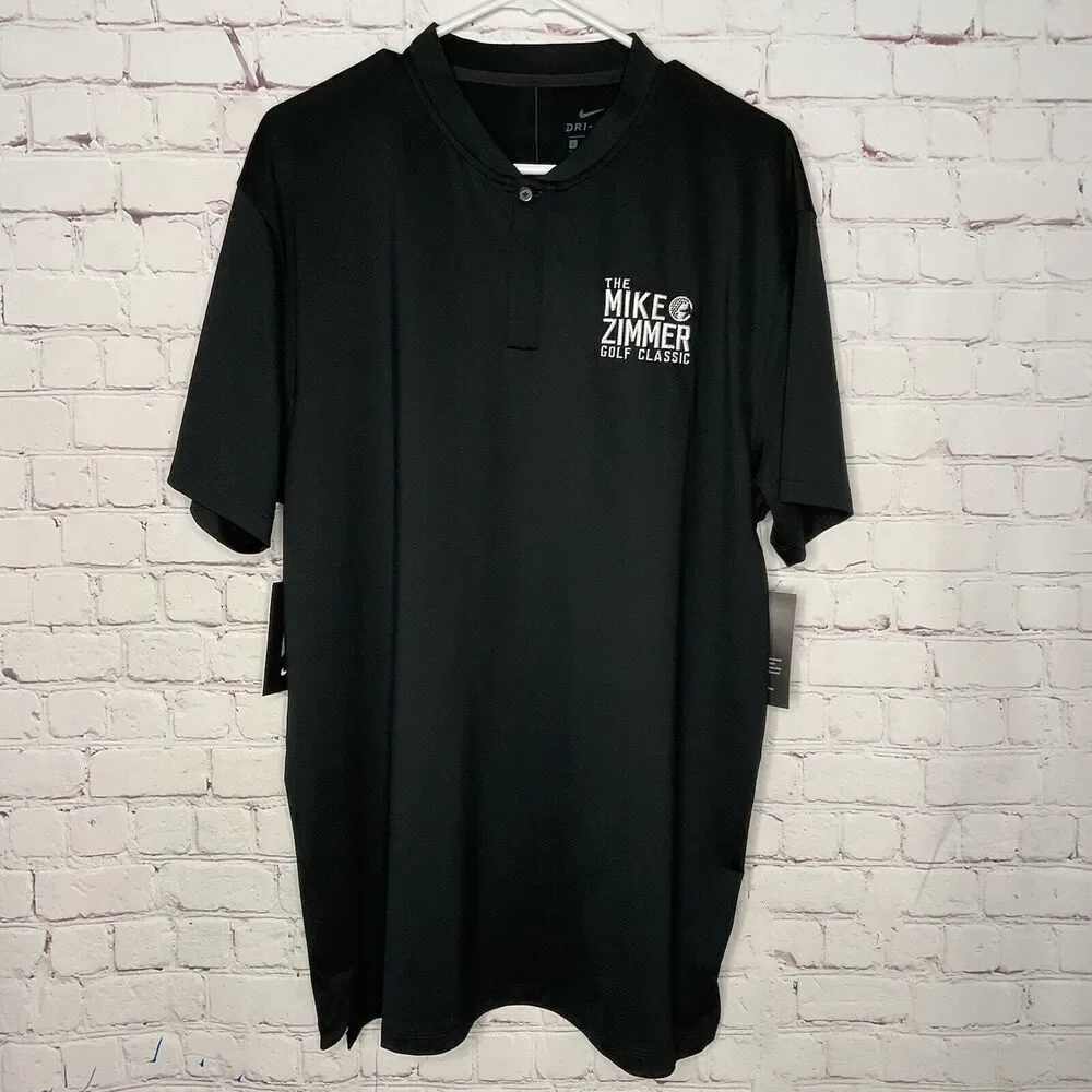 Nike Dri-Fit Men’s Large The Mike Zimmer Mock Neck Black Golf‎ Polo Shirt